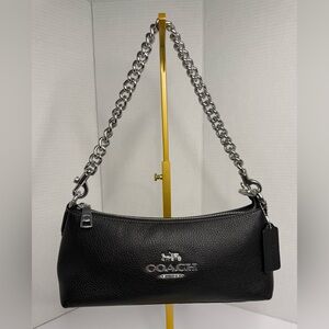 Coach Charlotte Shoulder/Crossbody Black Pebbled Leather Bag-Silver Hardware
